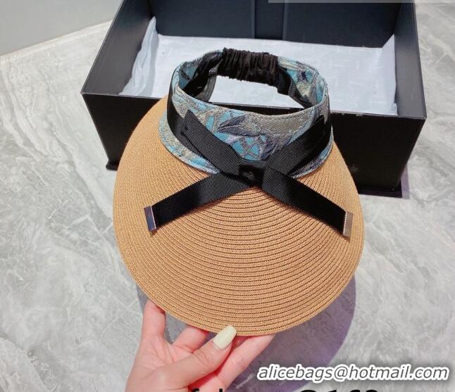 New Fashion Loewe Straw Visor Hat 033149 Khaki 2022