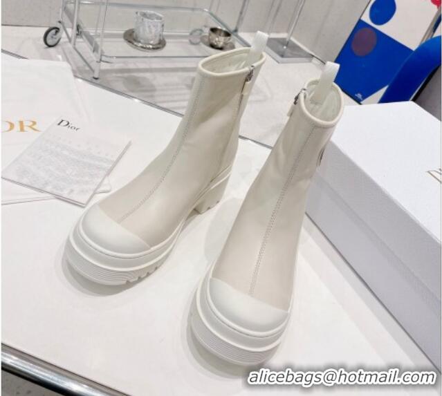 Perfect Dior Symbol Ankle Boots in White Supple Calfskin 072018