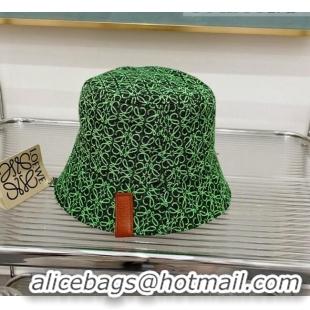 Well Crafted Loewe Logo Embroidered Bucket Hat 043029 Dark Green 2022