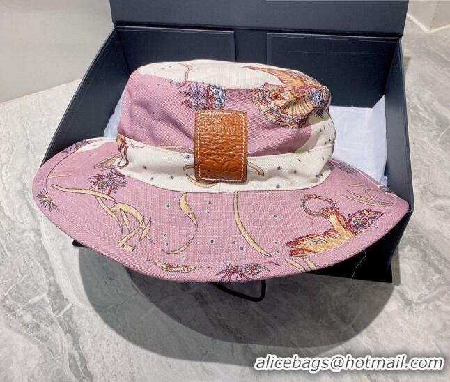 Unique Grade Loewe Print Canvas Bucket Hat LH0040 Pink 2022