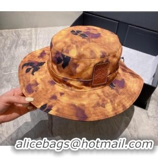 Top Grade Loewe Print Canvas Bucket Hat LH0040 Yellow 2022