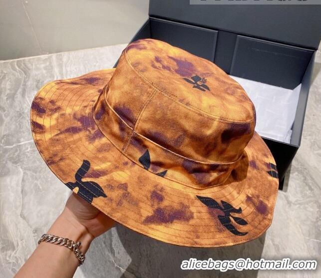 Top Grade Loewe Print Canvas Bucket Hat LH0040 Yellow 2022