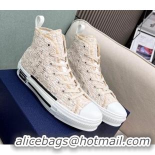 Grade Quality Dior Walk'n'Dior High-top Sneakers in Cord Mesh Light Beige 072023