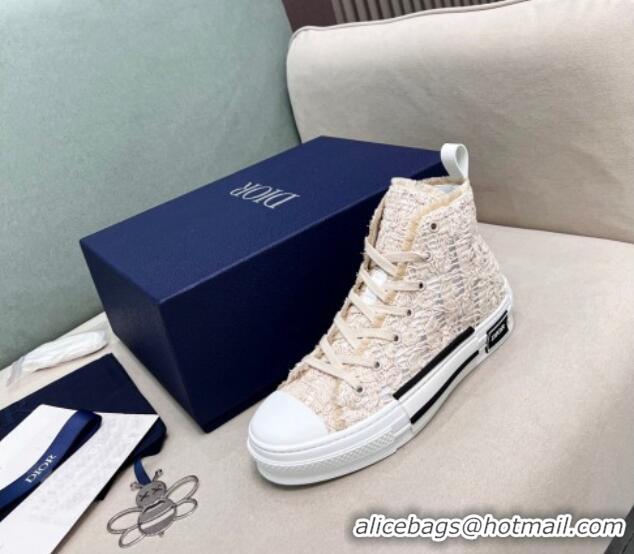 Grade Quality Dior Walk'n'Dior High-top Sneakers in Cord Mesh Light Beige 072023