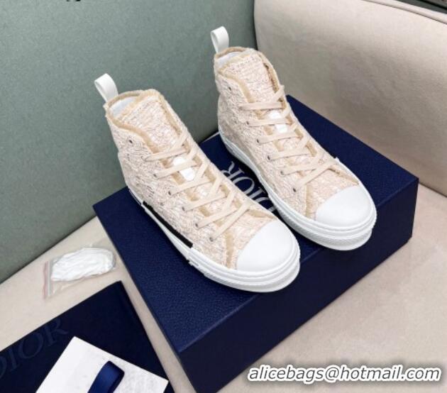 Grade Quality Dior Walk'n'Dior High-top Sneakers in Cord Mesh Light Beige 072023