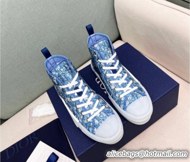 Best Price Dior Walk'n'Dior High-top Sneakers in Oblique Print Fabric Blue 072024