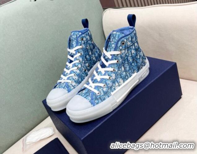 Best Price Dior Walk'n'Dior High-top Sneakers in Oblique Print Fabric Blue 072024