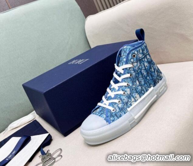 Best Price Dior Walk'n'Dior High-top Sneakers in Oblique Print Fabric Blue 072024