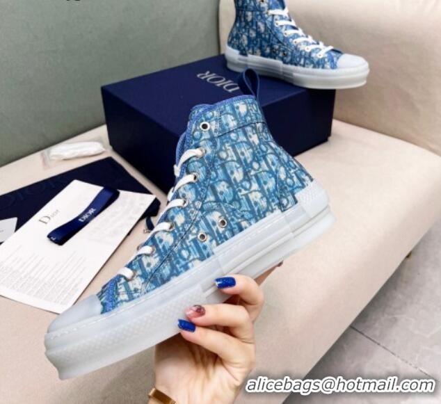 Best Price Dior Walk'n'Dior High-top Sneakers in Oblique Print Fabric Blue 072024