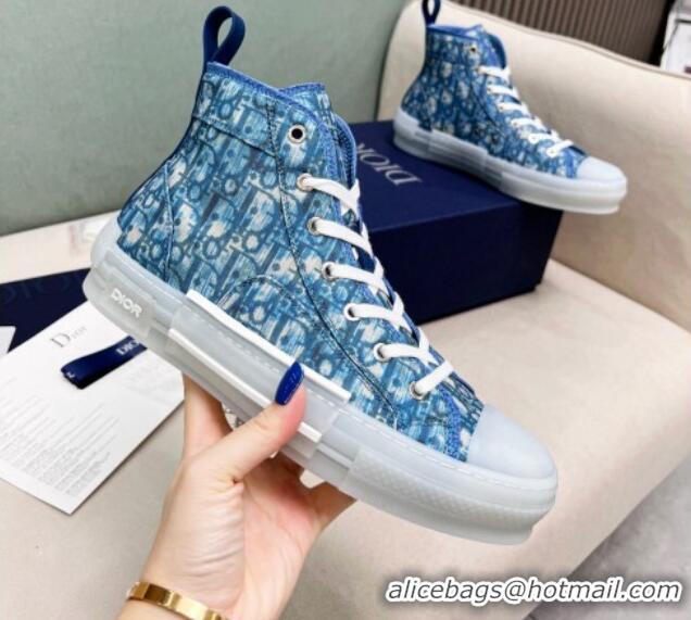 Best Price Dior Walk'n'Dior High-top Sneakers in Oblique Print Fabric Blue 072024