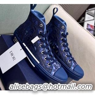 Unique Style Dior Walk'n'Dior High-top Sneakers in Oblique Cut-out Fabric Blue 072025