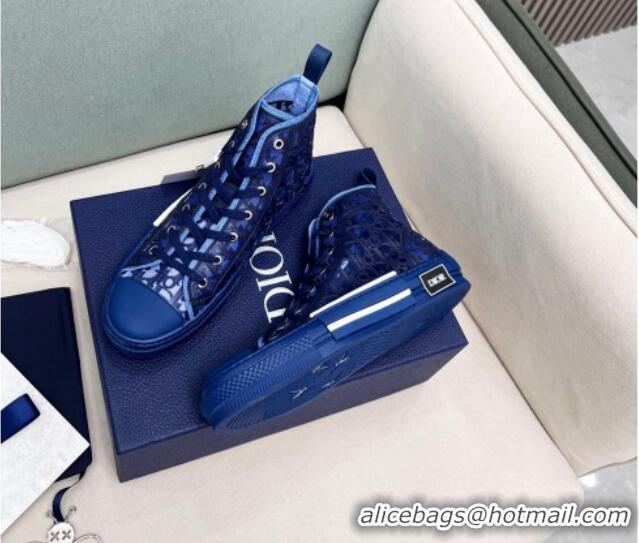 Unique Style Dior Walk'n'Dior High-top Sneakers in Oblique Cut-out Fabric Blue 072025