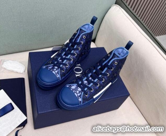 Unique Style Dior Walk'n'Dior High-top Sneakers in Oblique Cut-out Fabric Blue 072025