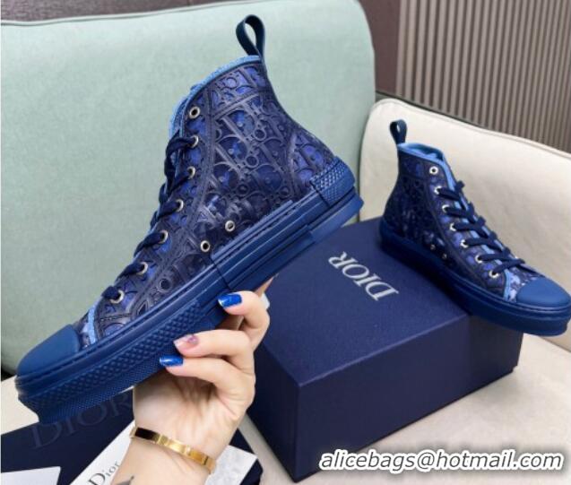 Unique Style Dior Walk'n'Dior High-top Sneakers in Oblique Cut-out Fabric Blue 072025