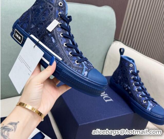 Unique Style Dior Walk'n'Dior High-top Sneakers in Oblique Cut-out Fabric Blue 072025