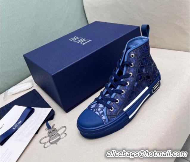 Unique Style Dior Walk'n'Dior High-top Sneakers in Oblique Cut-out Fabric Blue 072025