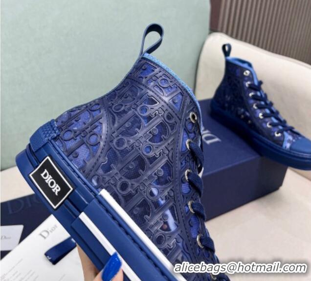 Unique Style Dior Walk'n'Dior High-top Sneakers in Oblique Cut-out Fabric Blue 072025