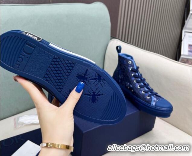 Unique Style Dior Walk'n'Dior High-top Sneakers in Oblique Cut-out Fabric Blue 072025