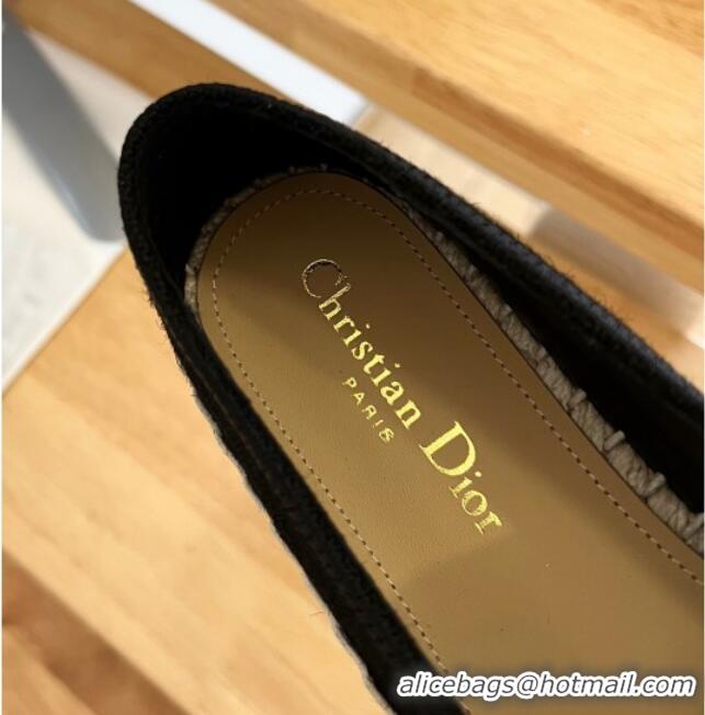 Purchase Dior Granville Espadrilles in Black Jute Canvas Embroidered with Dior Union Motif 072178