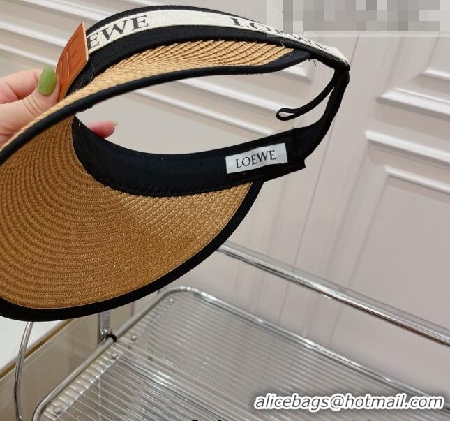 Cheapest Loewe Straw and Visor Hat with Logo Band LH2442 Khaki 2022