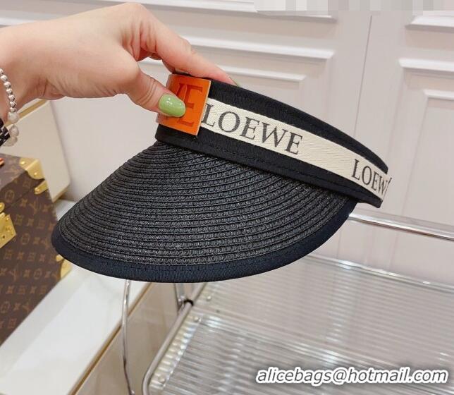 Low Cost Loewe Straw and Visor Hat with Logo Band LH2442 Black 2022