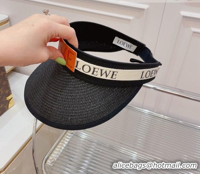 Low Cost Loewe Straw and Visor Hat with Logo Band LH2442 Black 2022