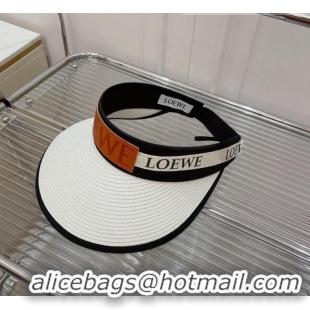 Discount Fashion Loewe Straw and Visor Hat with Logo Band LH2442 White 2022