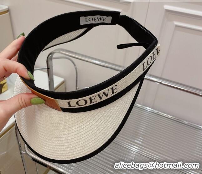 Discount Fashion Loewe Straw and Visor Hat with Logo Band LH2442 White 2022