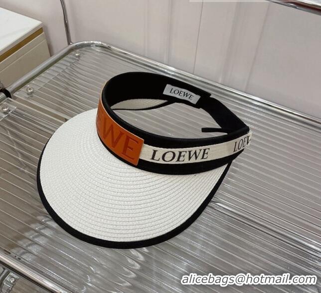 Discount Fashion Loewe Straw and Visor Hat with Logo Band LH2442 White 2022