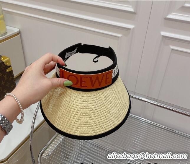 Buy Classic Loewe Straw and Visor Hat with Logo Band LH2442 Beige 2022