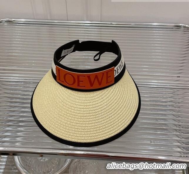 Buy Classic Loewe Straw and Visor Hat with Logo Band LH2442 Beige 2022