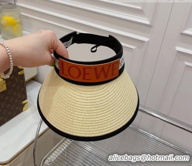 Buy Classic Loewe Straw and Visor Hat with Logo Band LH2442 Beige 2022