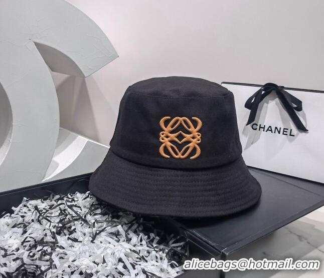 Original Cheap Loewe Canvas Bucket Hat LH2443 Black/Orange 2022