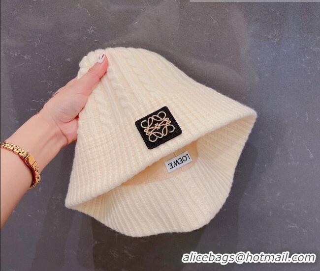 New Arrivals Loewe Knit Hat LH0830 White 2022