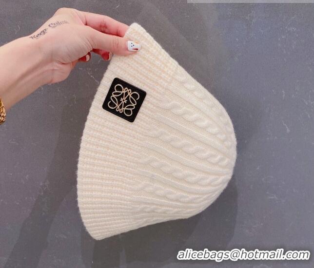 New Arrivals Loewe Knit Hat LH0830 White 2022