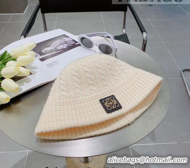 New Arrivals Loewe Knit Hat LH0830 White 2022