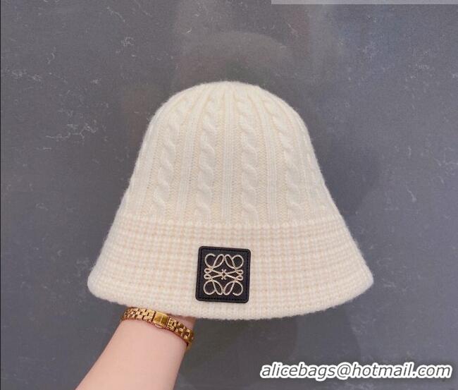 New Arrivals Loewe Knit Hat LH0830 White 2022