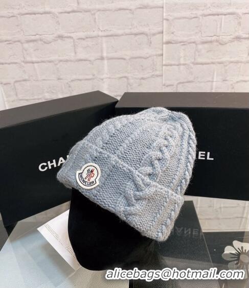 Women Luxury Moncler Knit Hat M2911 Light Blue 2021