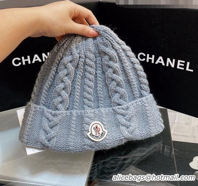 Women Luxury Moncler Knit Hat M2911 Light Blue 2021