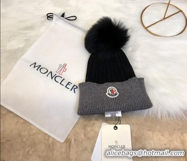 Sophisticated Cheap Moncler Wool Knit Hat 110536 Black/Grey 2021