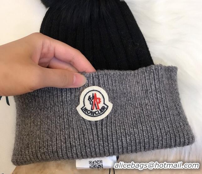 Sophisticated Cheap Moncler Wool Knit Hat 110536 Black/Grey 2021