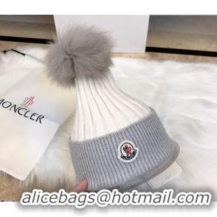 Hot Sell Fashion Moncler Wool Knit Hat 110537 White/Grey 2021