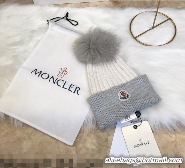 Hot Sell Fashion Moncler Wool Knit Hat 110537 White/Grey 2021