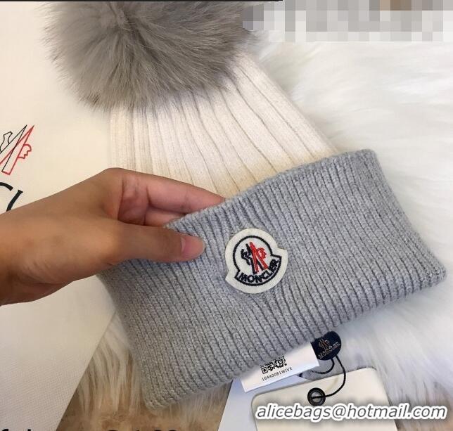 Hot Sell Fashion Moncler Wool Knit Hat 110537 White/Grey 2021