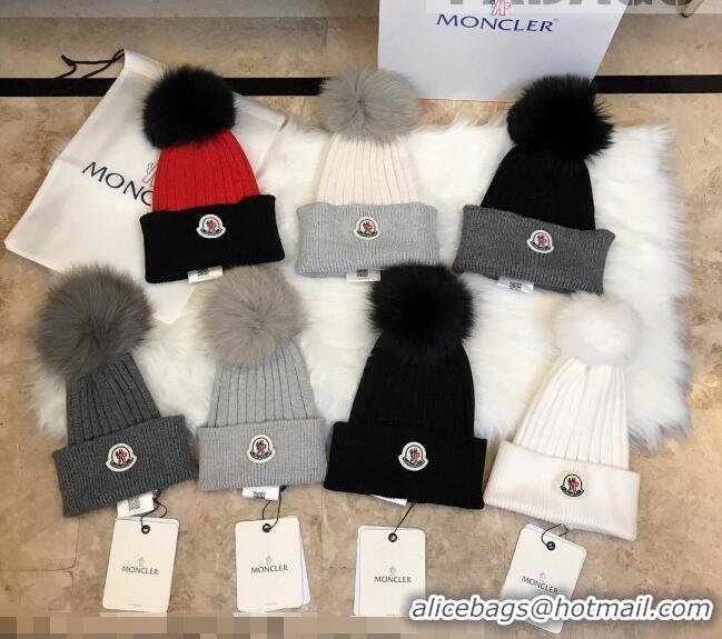 Hot Sell Fashion Moncler Wool Knit Hat 110537 White/Grey 2021