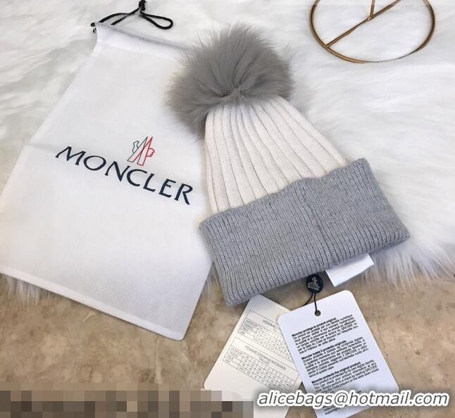 Hot Sell Fashion Moncler Wool Knit Hat 110537 White/Grey 2021