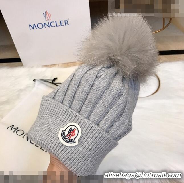 Luxury Classic Moncler Wool Knit Hat 110538 Grey 2021