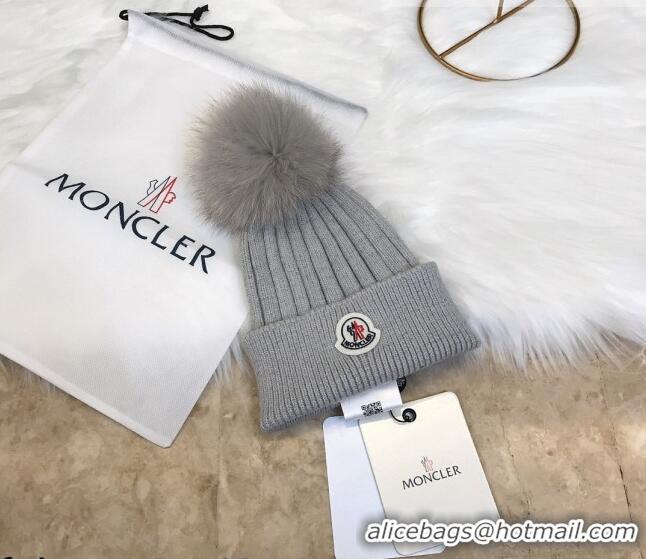 Luxury Classic Moncler Wool Knit Hat 110538 Grey 2021