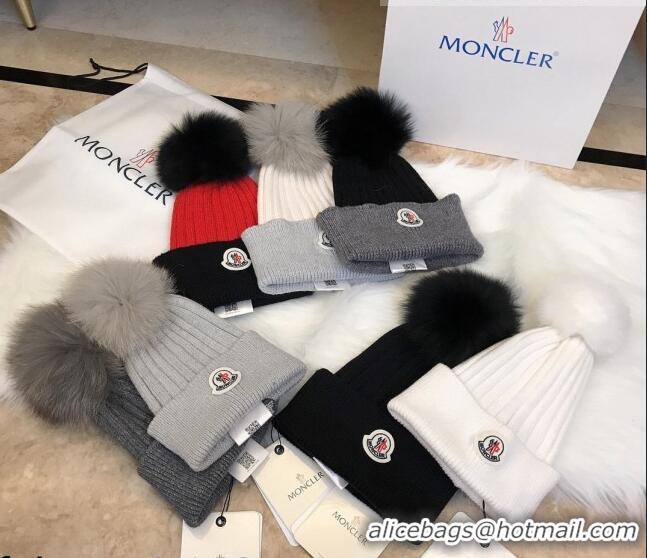 Spot Bulk Moncler Wool Knit Hat 110539 White 2021