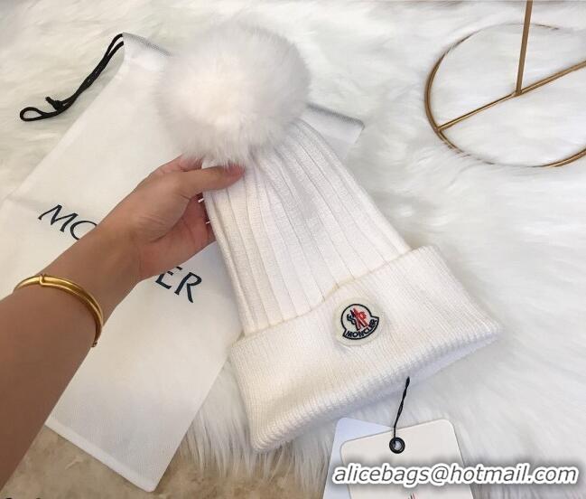 Spot Bulk Moncler Wool Knit Hat 110539 White 2021